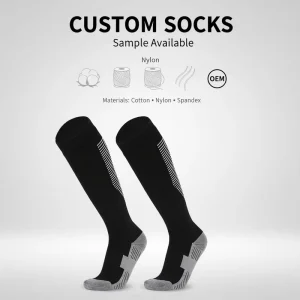 Breathable Anti Slip Crew Socks Football Knitted Terry Cushion Thick Sweat Absorbent Cuff Logo Wear Resistant