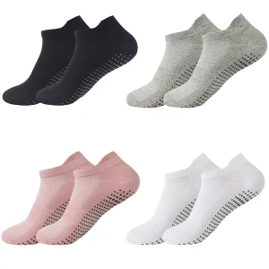 Breathable Anti slip Sport Socks Ankle Length Cotton Socks Trampoline Pilates Grip Socks for Women