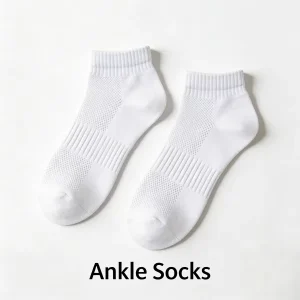 Breathable Antibacterial Summer White Combed Cotton Ankle Socks With Custom Logo And Quick Dry Eco Friendly Design