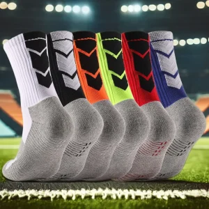 Breathable Athletic Soccer Grip Sock Non Slip Mid Calf Football Socks Anti slip Bottom Custom Logo Sports Socks