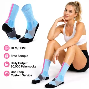 Breathable Bamboo Cotton Knitted Mesh Crew Sport Compression Socks Quick Dry Mid Calf for Men Women Spring OEM