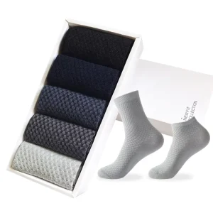 Breathable Bamboo Fiber Socks Gift Box Business Dress Crew Ankle Socks for Men Box Sets