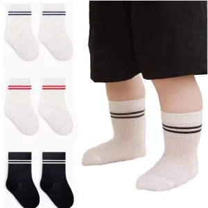 Breathable Cotton Kids Socks Spring Summer Seamless Preppy Style Children Mid Calf Sock for Boys Girls Toddler Baby