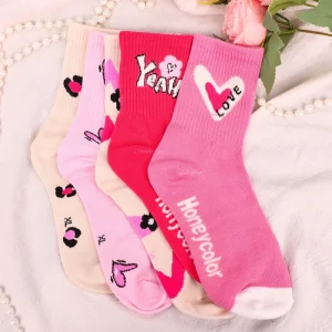 Breathable Cotton Socks with Custom Embroidered Text Logo Knitted ODM Bachelorette Party Gift Digital Printing on Cuff
