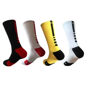 Breathable Custom Mens Polyester Cotton Cushioned Sport Basketball Socks Elite Sport Socks Custom Compression Sport Socks