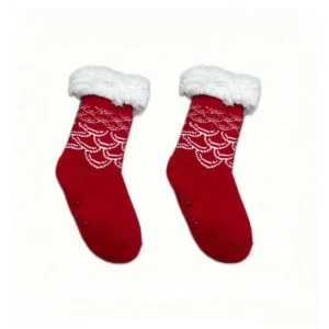 Breathable Cute Crew Cartoon Children Slipper Socks Candy Cane Style Winter Knitted Disposable Anti slip Festive Snowman