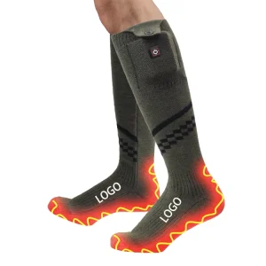 Breathable Knitted Crew Socks Rechargeable Battery Heating APP Remote Control Bottom Body Logo for Fishing Casual Use