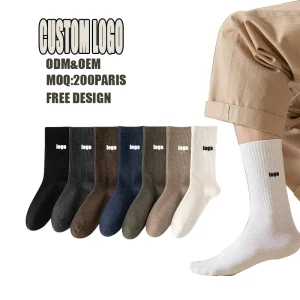 Breathable Meia Unisex Embroidery Logo Dress Cotton Crew Socks Crew Socks Men