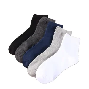 Breathable Men Sport Socks 100% Organic Cotton Crew Solid Color Socks