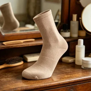 Breathable Mesh Half Terry Mid Calf Athletic Socks Custom Color Cotton Sports Socks