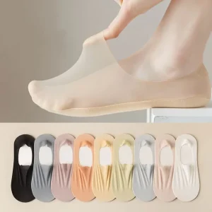 Breathable No Show Ice Silk Socks Invisible Skin Color Socks Cotton Bottom Socks