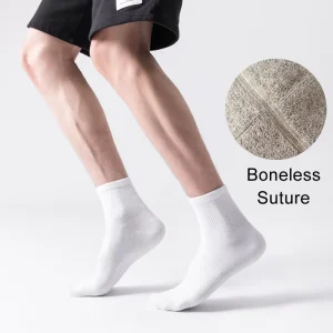 Breathable Organic Bamboo Cotton Crew Socks OEM ODM Solid Grey Pure Black White Seamless Socks for Business for Spring