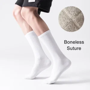 Breathable Organic Bamboo Cotton Socks Manufacturer Grey OEM ODM High Crew Socks Solid Pure Black White Seamless Socks