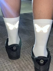 Breathable Reflective Cycling Socks for Night Rides Mid-Calf Summer Thin Sports Socks