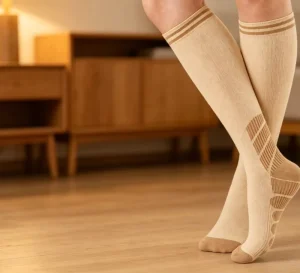Breathable Ribbed Knee High Socks Moisture Wicking Striped Sport Stockings for Gym Fitness Exercise