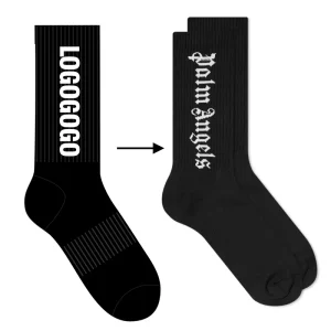 Breathable Soft Fashion Sports Bamboo Custom Letter logo Black Socks