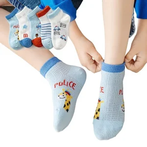 Breathable Spandex Cotton Casual Kids Socks Antibacterial Cute Cartoon Pattern Thin Summer Mesh Technology Healthy Foot Care
