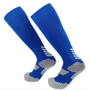 Breathable Spring Knitted Knee High Socks 20 30 MmHg Terry Anti slip Bright Blue Cuff Pressure Socks