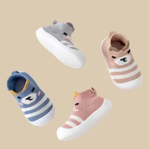 Breathable Toddler Sock Shoes Children Rubber Soles Cotton Baby Sock Shoes Anti-slip Baby Toddler Shoes