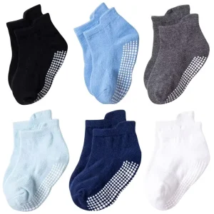Bright Colorful Non Slip Baby Socks 6 Pack Soft Cotton Grip Socks for Toddlers Anti Skid for Early Walking Floor Play
