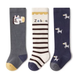 Bulk Comfortable Cotton Long Socks Lovely Panda Cartoon Animal Monkey Zebra 3 Pack Baby Socks Set