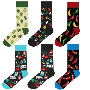 Bulk Crazy Dress Socks Funny Money Pattern Colorful Cotton Breathable Casual Crew Socks Gift for Doctor Nurse