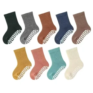Bulk Custom Baby Kids Grip Socks Crew Cotton Non Slip Silicone Floor Socks with Logo