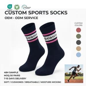 Bulk Custom Logo Colorfast Outdoor Sports Socks 82% Cotton Quick Dry Odor Seamless Socks For Hiking CPSIA MOQ 50