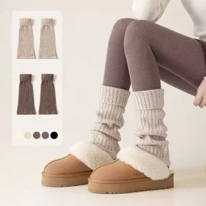 Bulk Custom Winter Socks Sleeves Women Crew Warm Thermal Leg Warmers with Custom Packaging