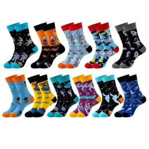 Bulk Mens Personalized Dress Socks Crew Funny Colorful Dress Socks Unisex With logo Cotton Hot
