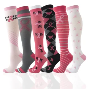 Bulk Pack Youth Pink Ribbon Football Socks Knee High Nurse Breast Cancer Awareness Sports Compression Socks