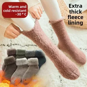 Bulk Winter Warm Merino Wool Socks Women’s Thermal Fuzzy Fleece Lined Snow Boot Mid Socks for Cold Weather