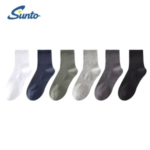 Business Crew Socks Men Custom Logo Cotton Dress Socks OEM Breathable Knitted Low MOQ Socks