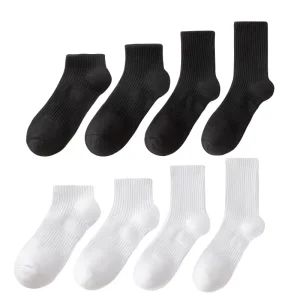 Business Sports Socks for Men Custom Embroidery Black White Socks with Bottom Logo for Spring Season