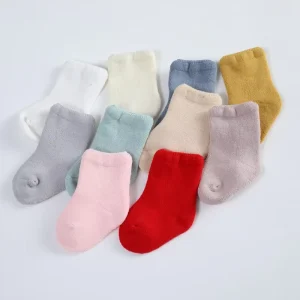 C013102MJ Autumn Winter Solid Color Warm Looped Socks Solid Color Baby Socks Newborn Baby Terry Socks