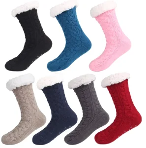 CBF2508 Women’s Indoor Non Slip Thermal Winter Warm Women Fuzzy Socks Anti-Slip Grip Bottom Cozy Thick Socks