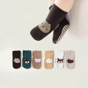 CMAX Custom Logo OEM 6-pair Pack Cute Cartoon A-Class Cotton Non-Slip Full Bottom Non-Slip Short Tube Toddler Grip Socks