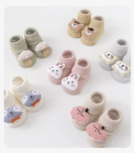 CMAX Custom Logo OEM Baby Socks A-Class Cotton New Cartoon Double Needle Baby 3D Socks Anti-Slip Dots Newborn Mid-Calf Socks