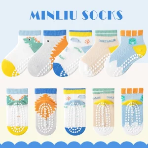 CMAX Non slip Floor Kids Socks Thin Children Grip Socks Breathable Indoor Dotted Glue Mesh Short Socks Custom logo Cotton