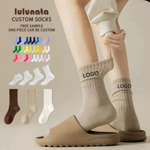CUSTOM Embroidered Tennis Athletic Logo Running Ankle Crew Oem Designer Compression Cotton Custom Men’s Sports Socks Unisex
