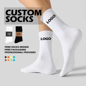 CUSTOM Embroidered Tennis Athletic logo Running Ankle Crew Compression Cotton Custom Men’s Sports Socks
