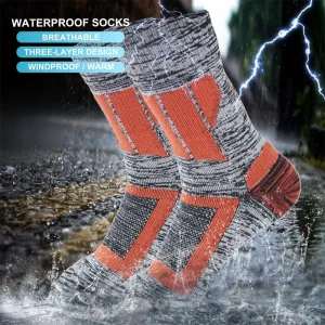 CUSTOM LOGO Crew Winter Youth Large Size 3 Layer Outdoor Sports Ski Wading Breathable Waterproof Nylon Hiking Socks for Men