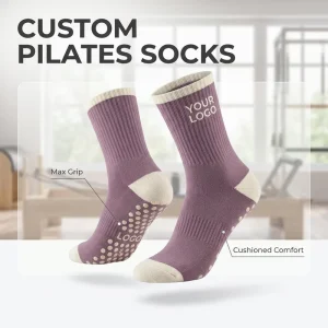 CUSTOM PILATES SOCKS Personalized Grip Socks For Yoga Barre Home Studio Premium Combed Cotton Crew Socks With Custom Logo Grips