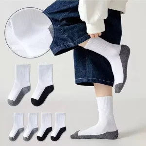 Campus Students White Boys & Girls Tube Mesh Socks Breathable Spring Summer Children’s Socks Knitted