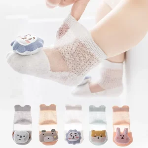 Cartoon Baby Toddler Socks Breathable Summer Mesh Organic Cotton Jacquard Thin for Boys Girls Kids