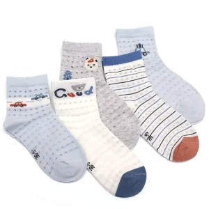 Cartoon Bear Socks for Toddlers Summer Mid Calf Combed Cotton Breathable Mesh Sweat Absorbing Crew Butterfly Leg Warmers Winter