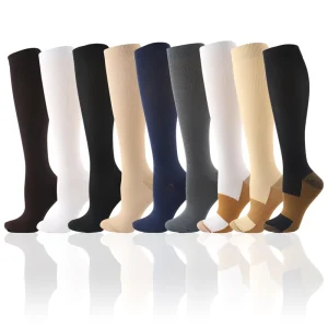 Cartoon Breathable Spring Knitted Anti Fatigue Elastic Pressure Nylon Knee High Compression Socks for Man Woman