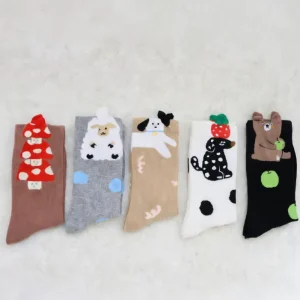 Cartoon Cute Animals Knitted Breathable Cotton Blend Customized Kids Crew Socks Boys Girls Young Children Custom Logo Color Size