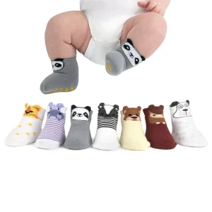 Cartoon Infant Baby Socks Girls Boys Combed Cotton Socks Animal Ear Anti-slip Toddler Grip Socks