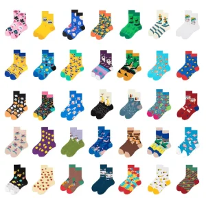 Cartoon Pattern Unisex Socks Comfortable Durable Elastic for Men and Women